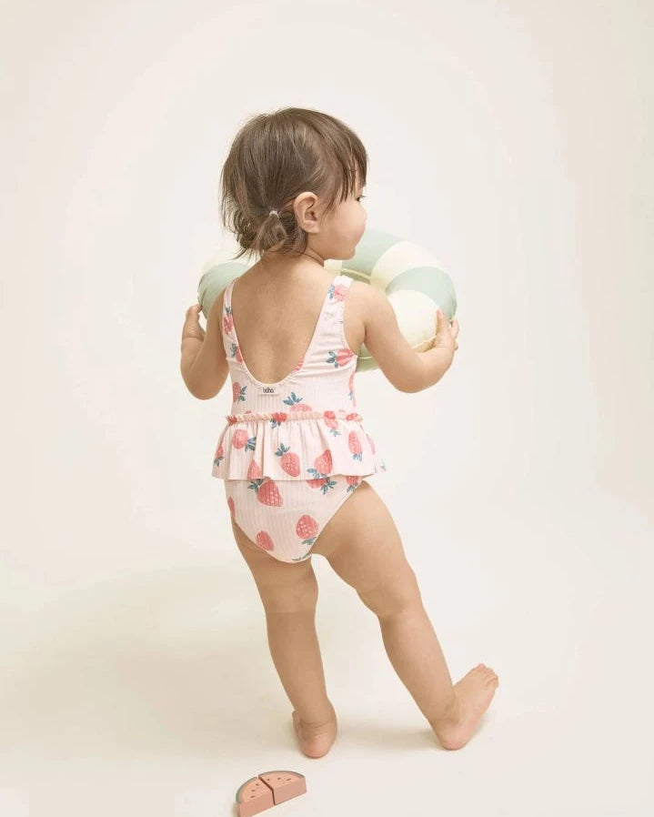 Búho - Baby Strawberry Rib Swimsuit | Pale Pink