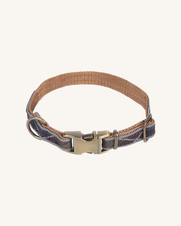 Barbour - Tartan Reflective Dog Collar | Taupe brown