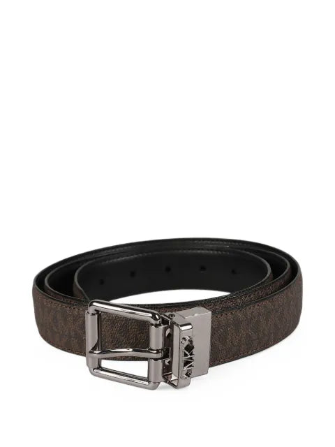 Barbour - tartan-embossed leather belt