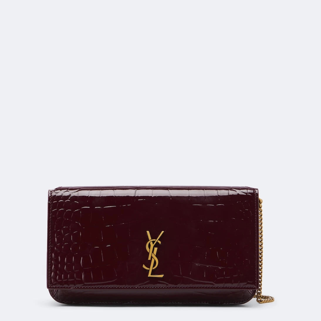 Saint Laurent - Cassandre croc-effect leather phone pouch