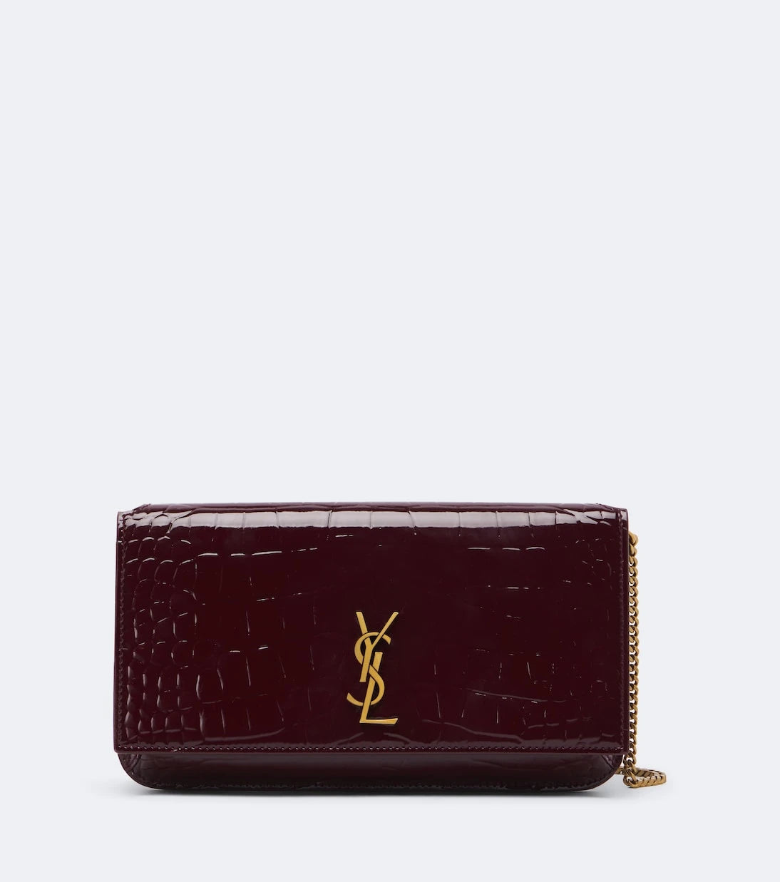 Saint Laurent - Cassandre croc-effect leather phone pouch
