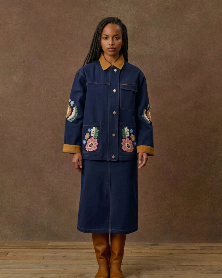 Louise Misha - Amelia Cotton Jacket | Navy blue