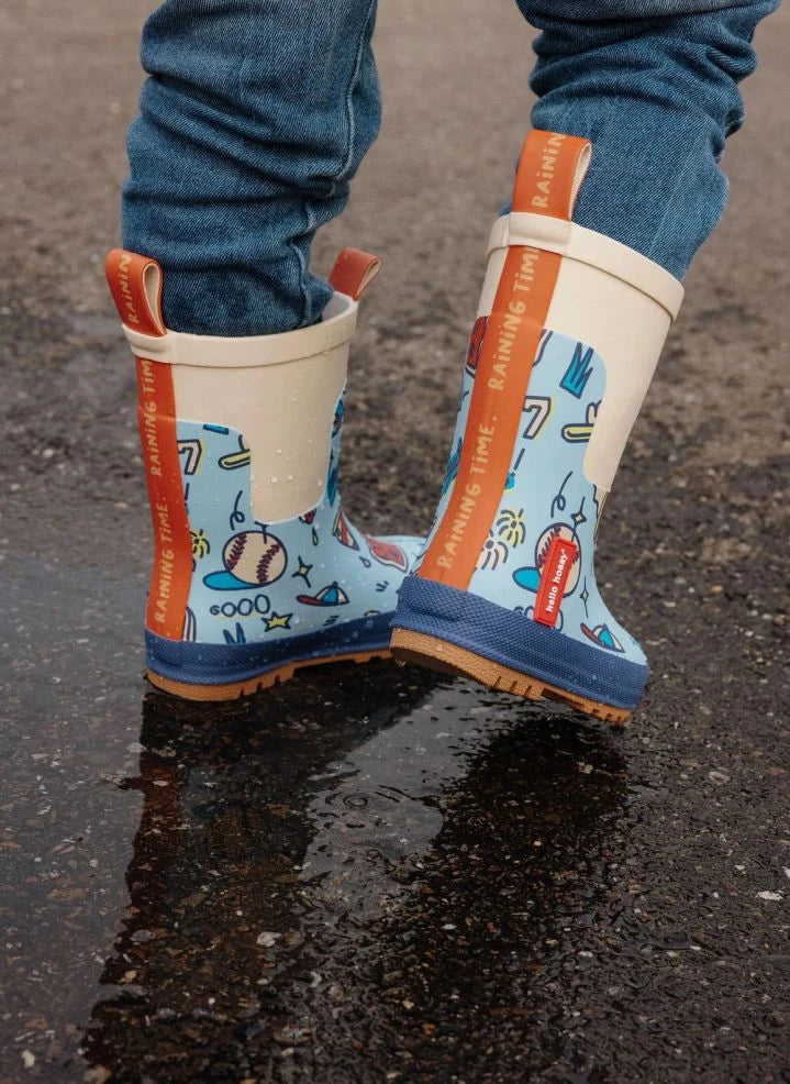 Hello Hossy - Baseball Game Rain Boots | Blue