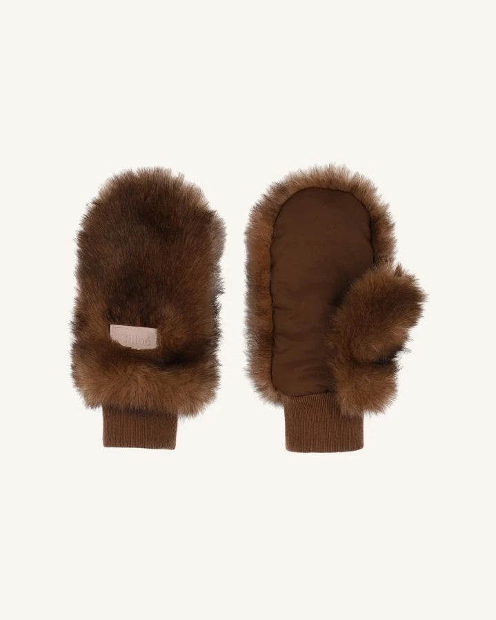 Chloé - Fleece Gloves | Camel