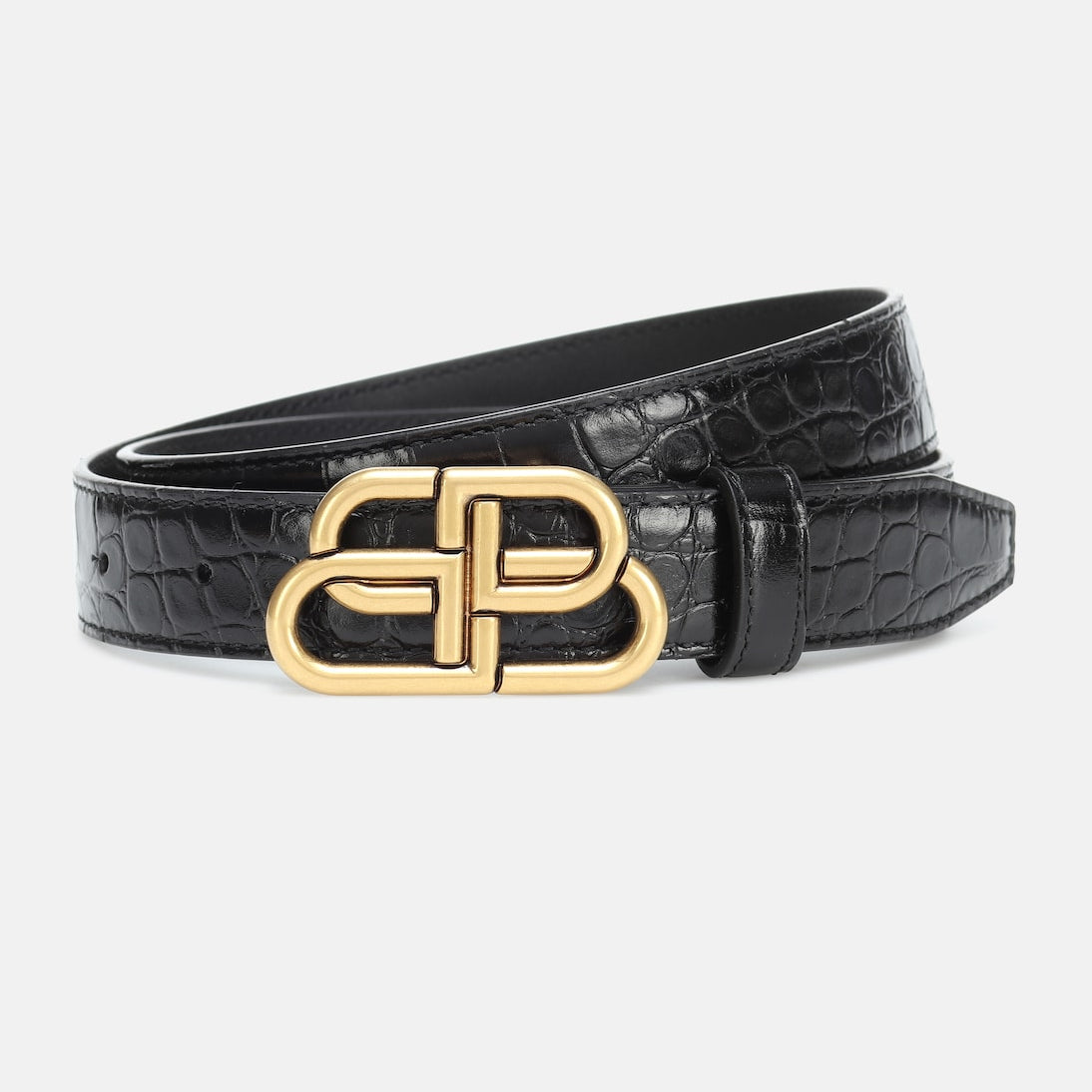 Balenciaga - BB croc-effect leather belt