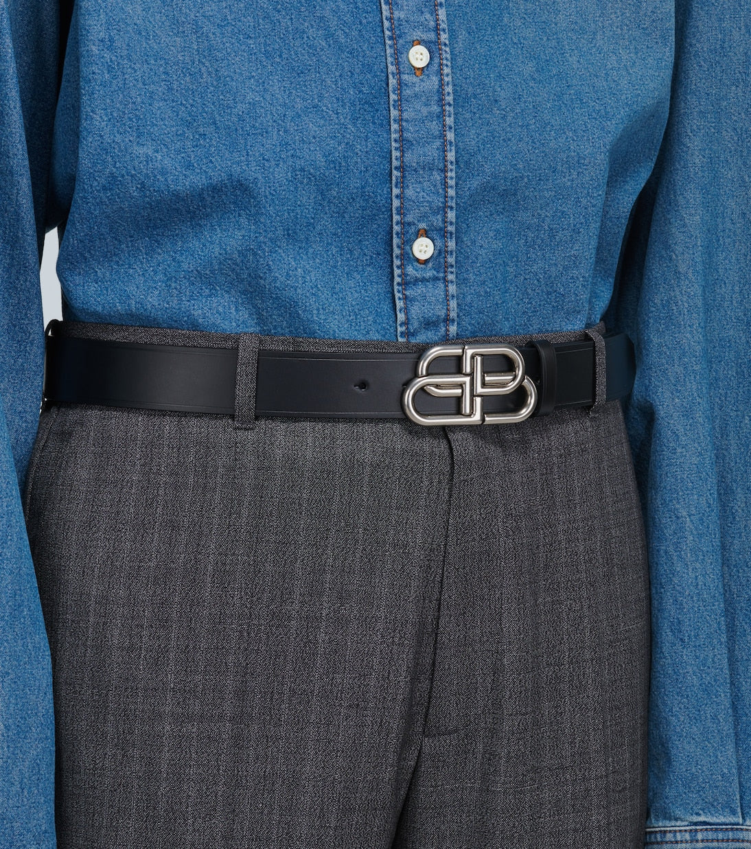 Balenciaga - BB Large leather belt