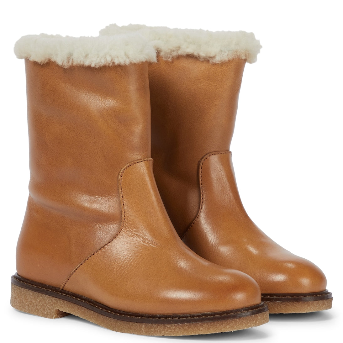 Bonpoint - Shearling-trimmed leather boots
