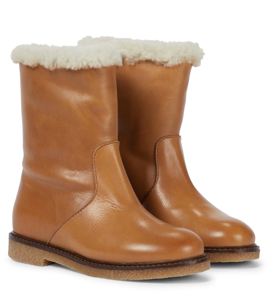 Bonpoint - Shearling-trimmed leather boots