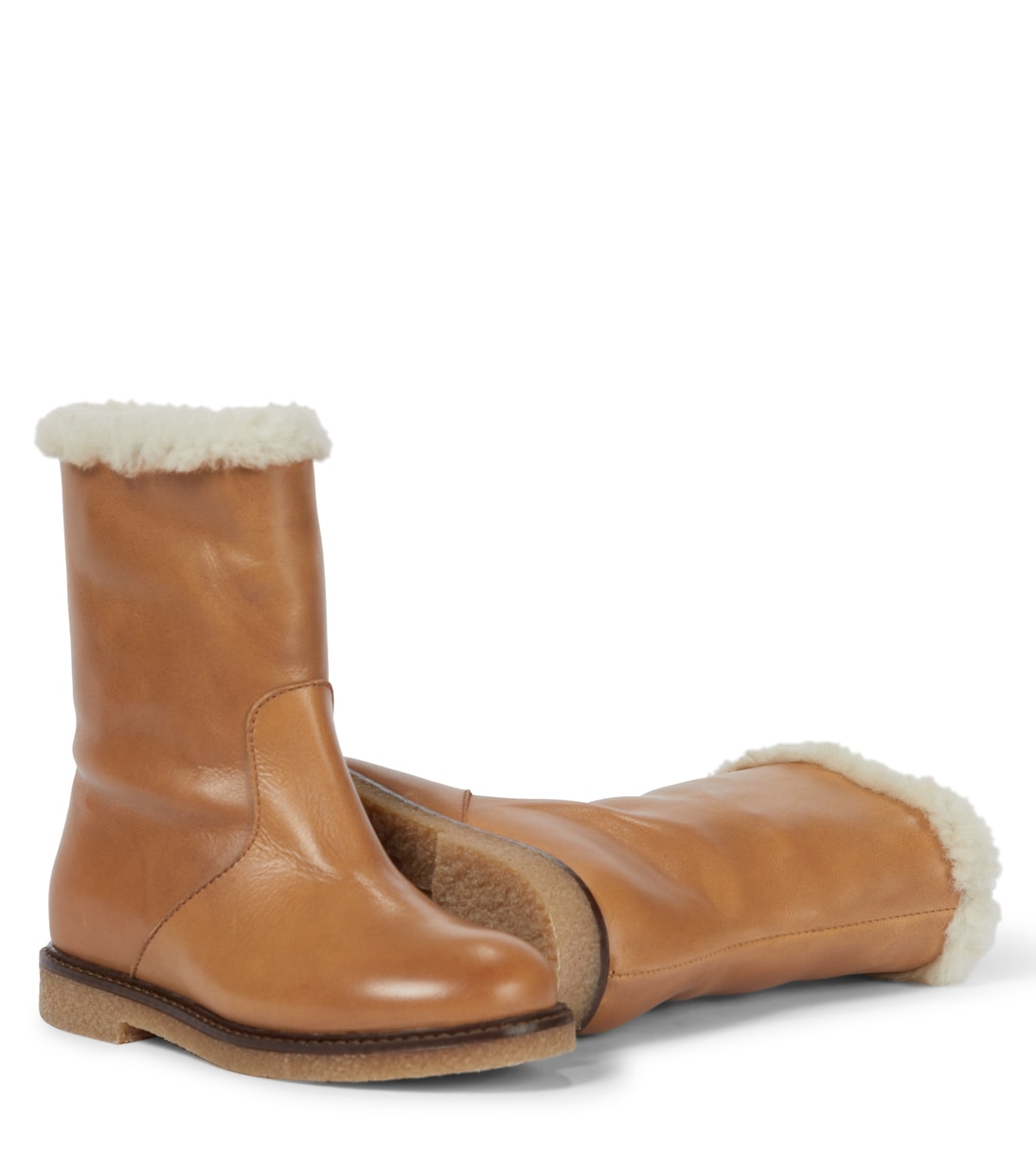 Bonpoint - Shearling-trimmed leather boots