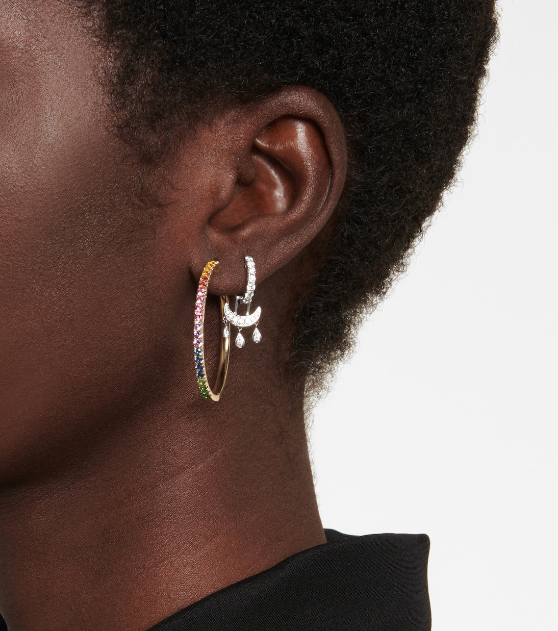 Robinson Pelham - Giant Rainbow Orb 14kt gold hoop earrings with sapphires and tsavorites