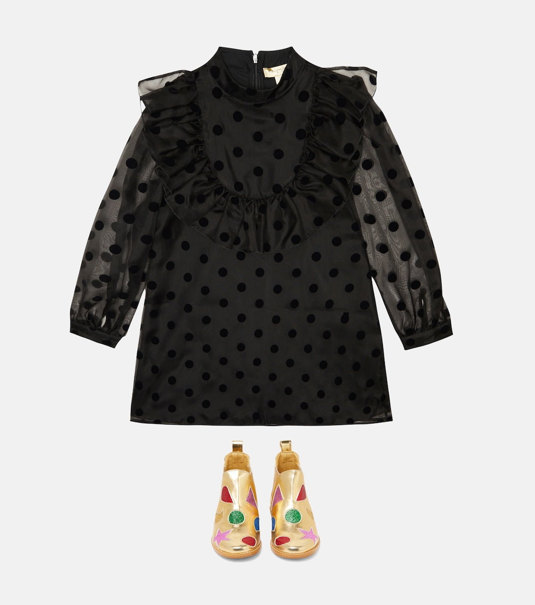 Stella McCartney Kids - Polka-dot ruffle-trimmed silk dress