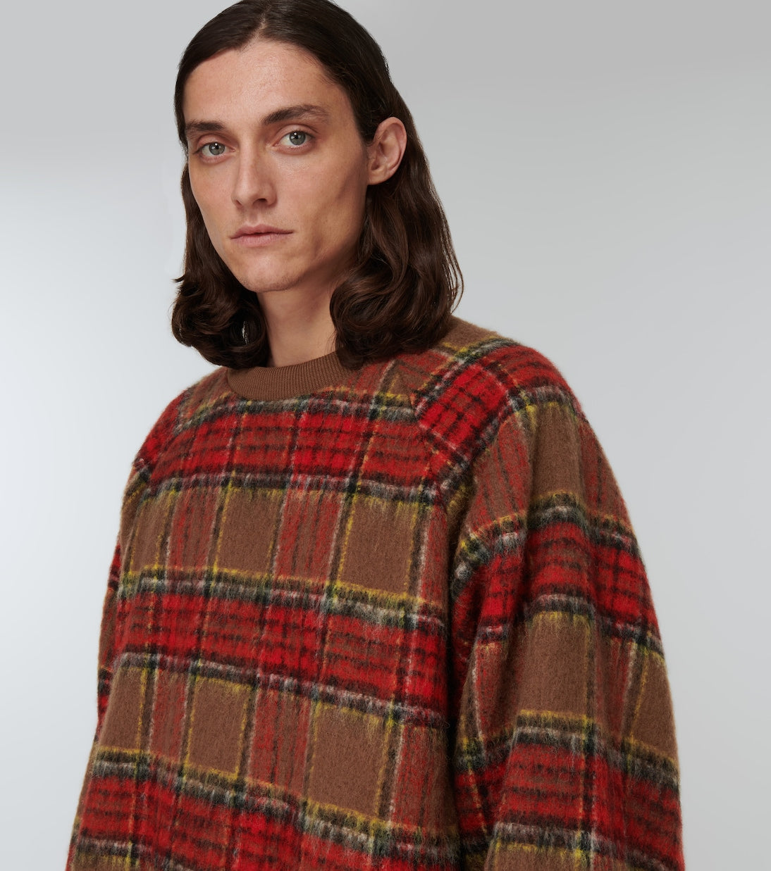Undercover - Checked wool-blend flannel sweater