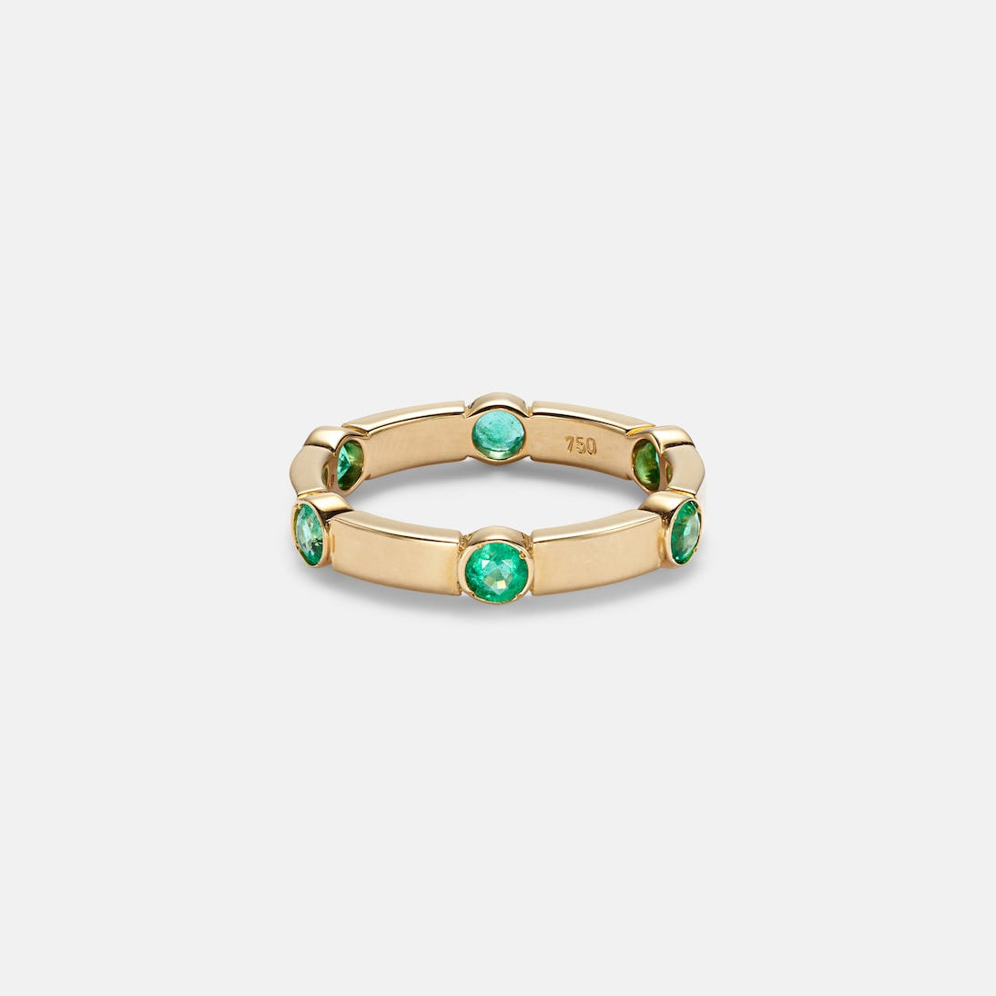 Ileana Makri - Stepping Stone 18kt yellow gold ring with emeralds