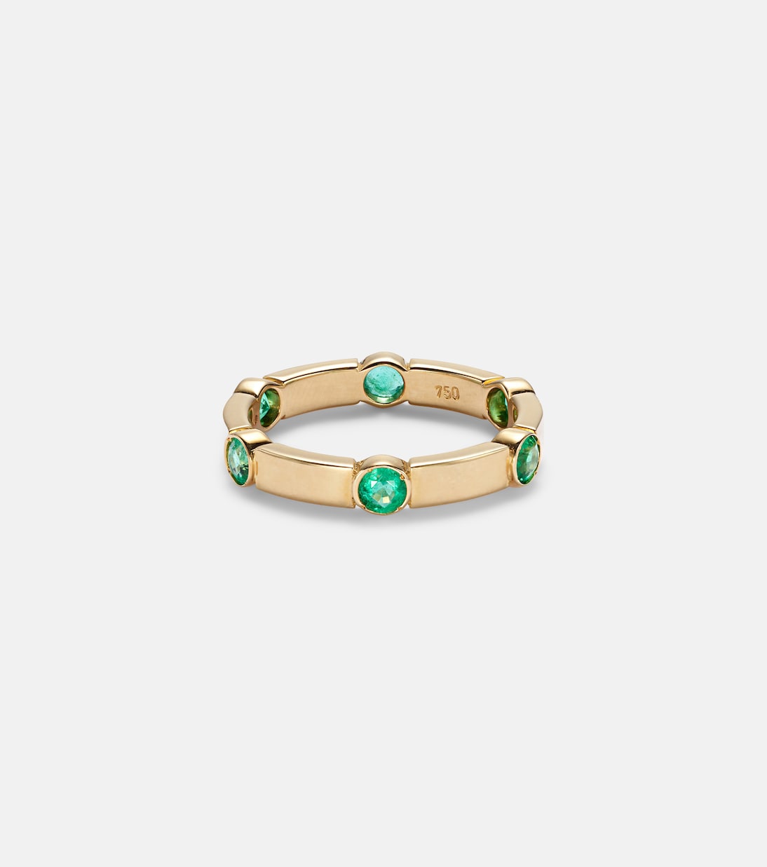 Ileana Makri - Stepping Stone 18kt yellow gold ring with emeralds