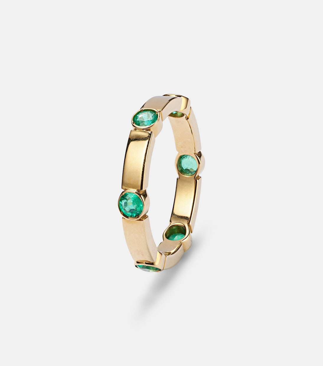 Ileana Makri - Stepping Stone 18kt yellow gold ring with emeralds