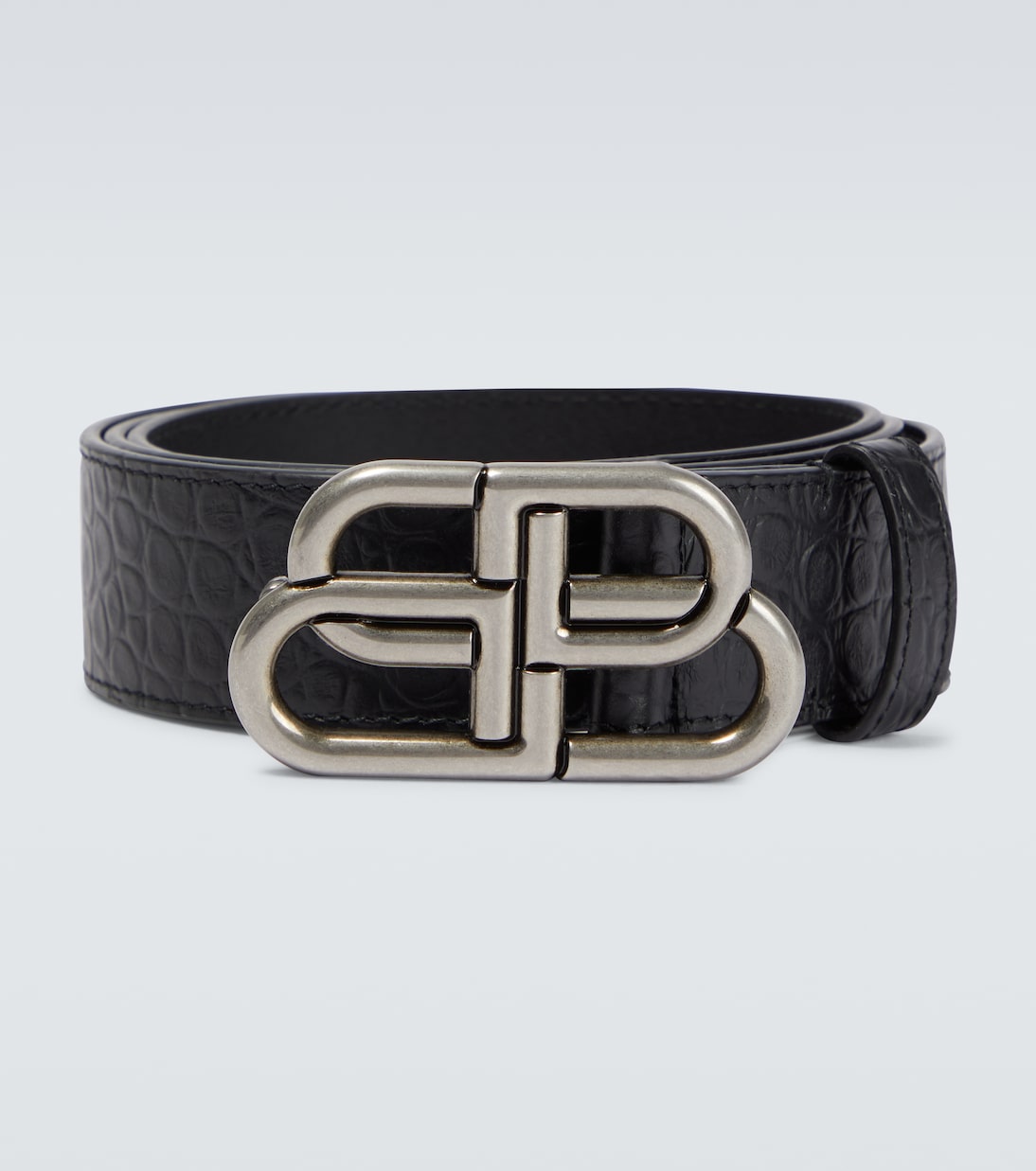 Balenciaga - BB Large croc-effect leather belt