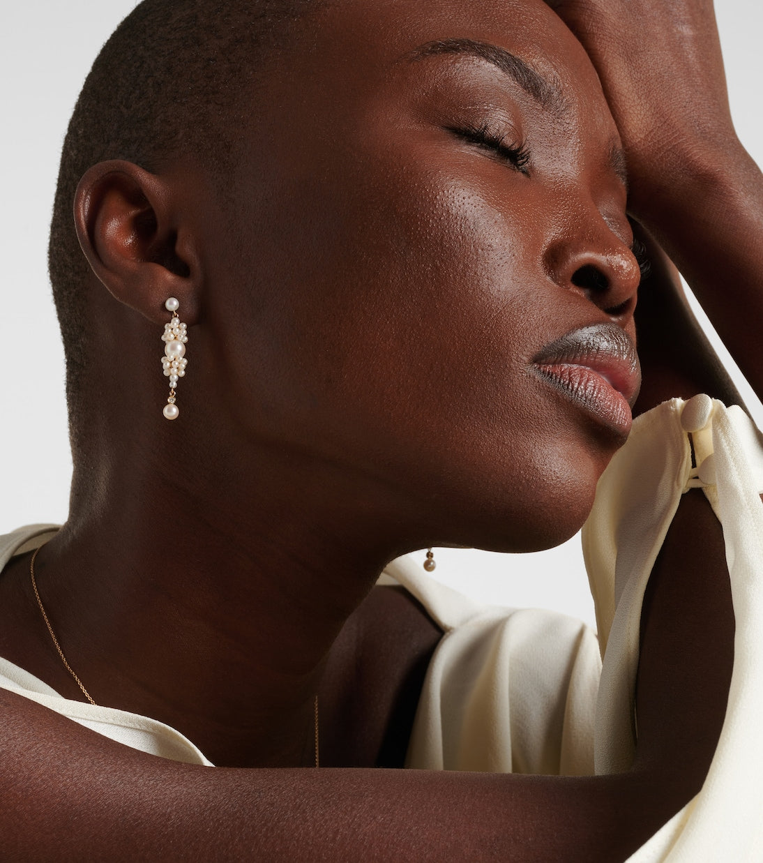 Sophie Bille Brahe - Rêve de Diamant 14kt gold earrings with diamonds and pearls