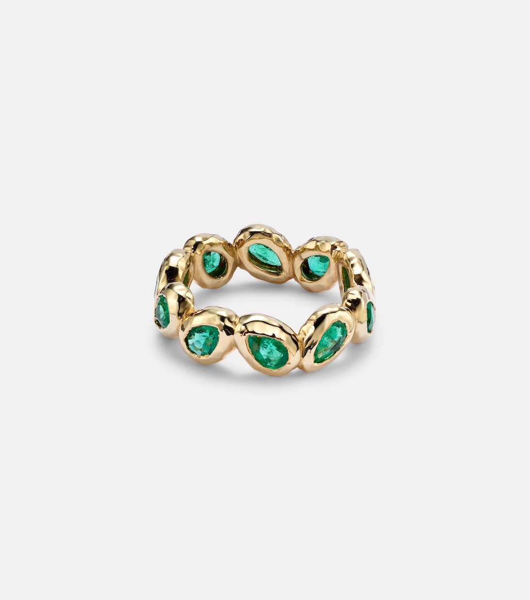 Octavia Elizabeth - Nesting Gem 18kt gold eternity ring with emeralds