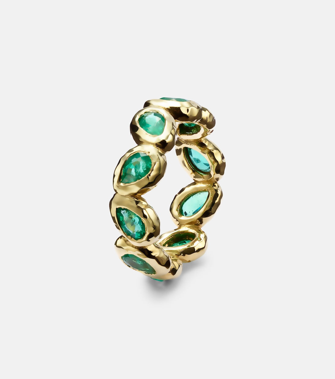 Octavia Elizabeth - Nesting Gem 18kt gold eternity ring with emeralds