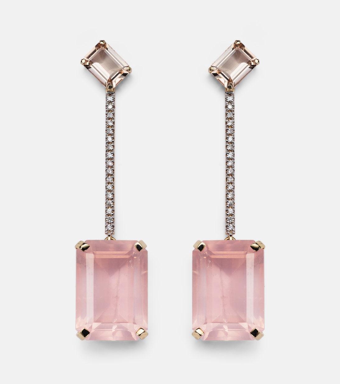 Mateo - 14kt gold earrings with morganite, quartz and diamonds