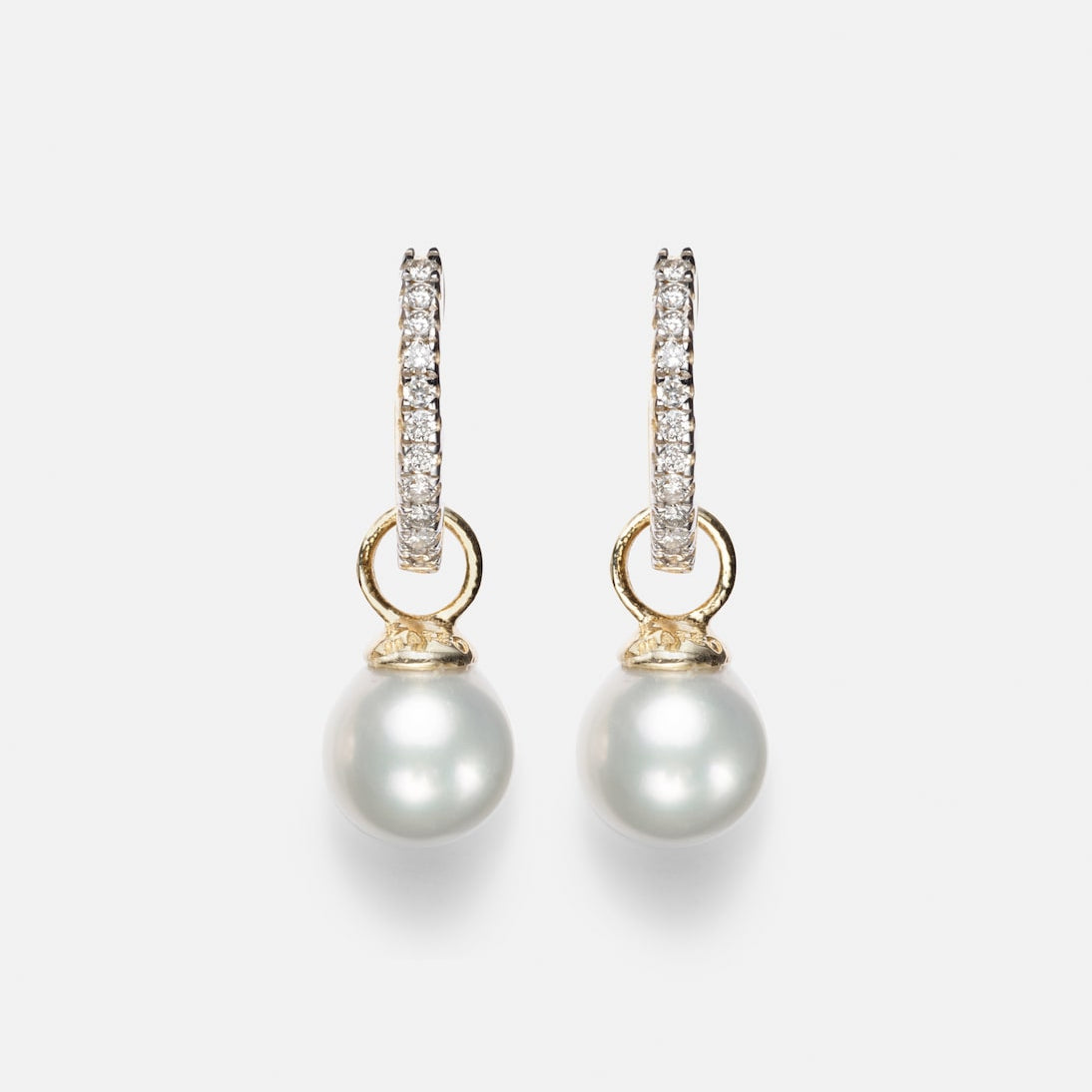 Mateo - 14kt gold earrings with diamonds and detachable pearls