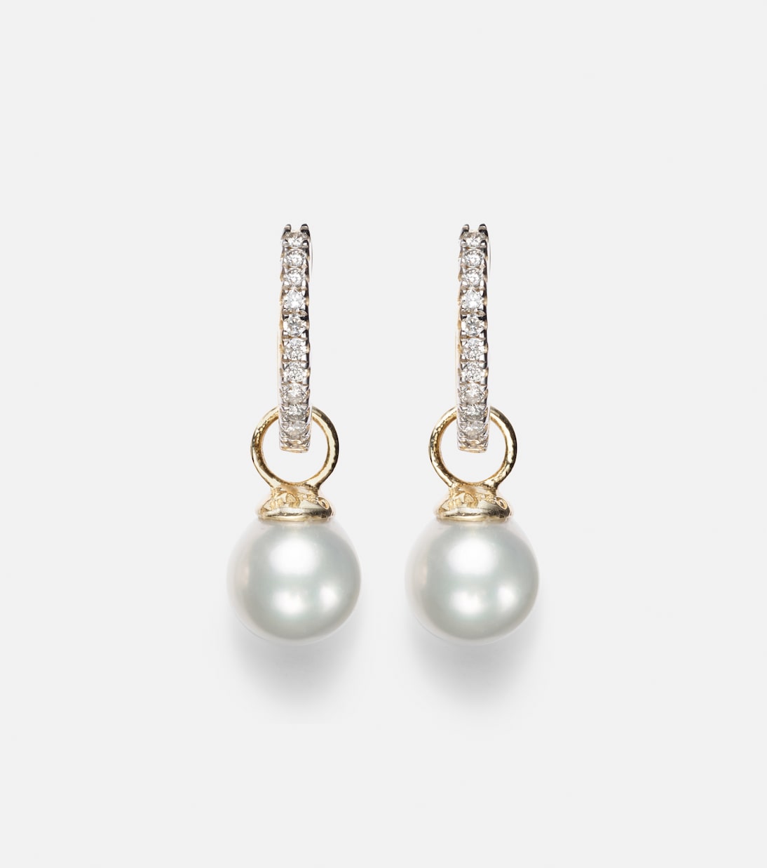 Mateo - 14kt gold earrings with diamonds and detachable pearls