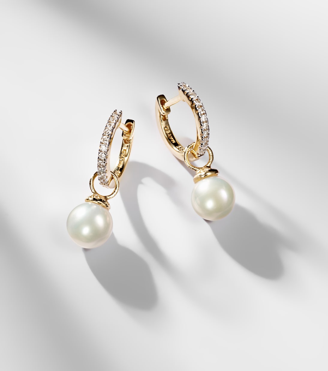 Mateo - 14kt gold earrings with diamonds and detachable pearls
