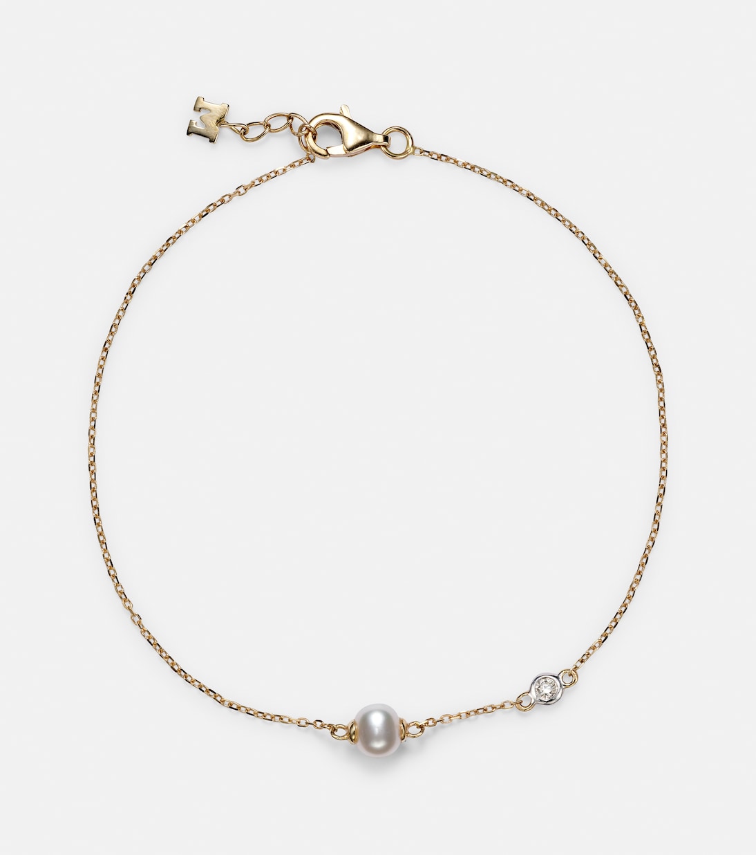 Mateo - 14kt gold chain bracelet with diamonds and pearls