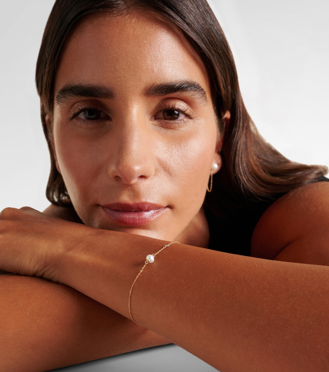 Mateo - 14kt gold chain bracelet with diamonds and pearls