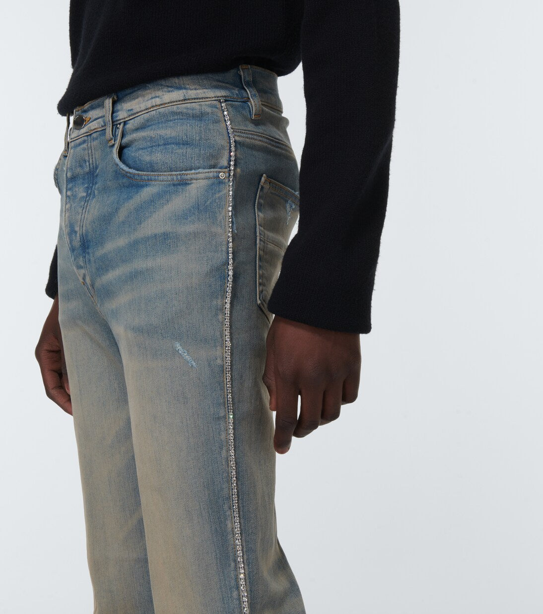 Amiri - Distressed embellished denim jeans