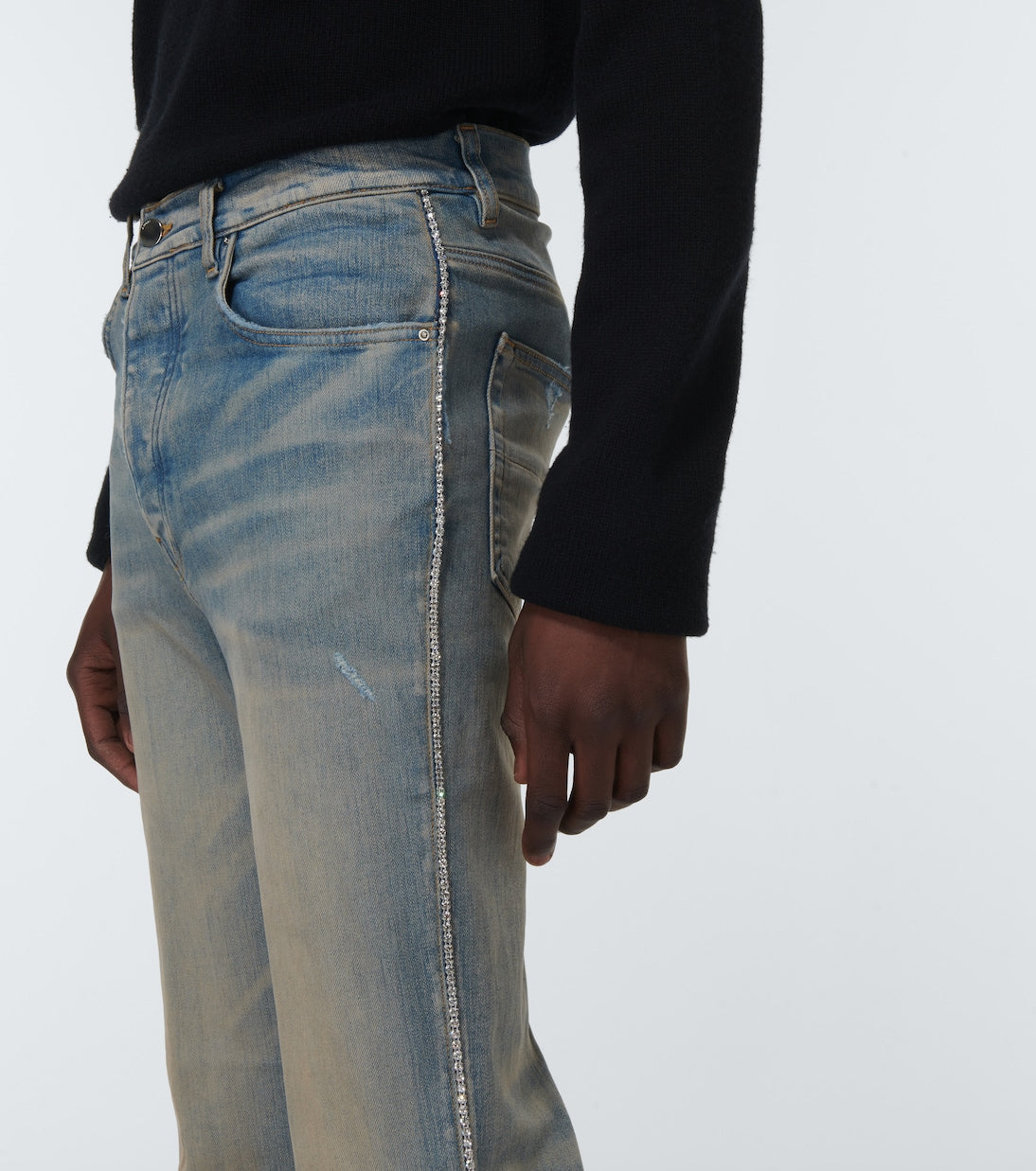 Amiri - Distressed embellished denim jeans