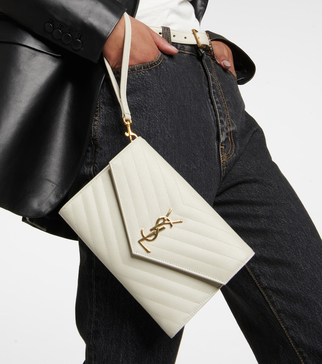 Saint Laurent - Cassandre Small matelassé leather clutch
