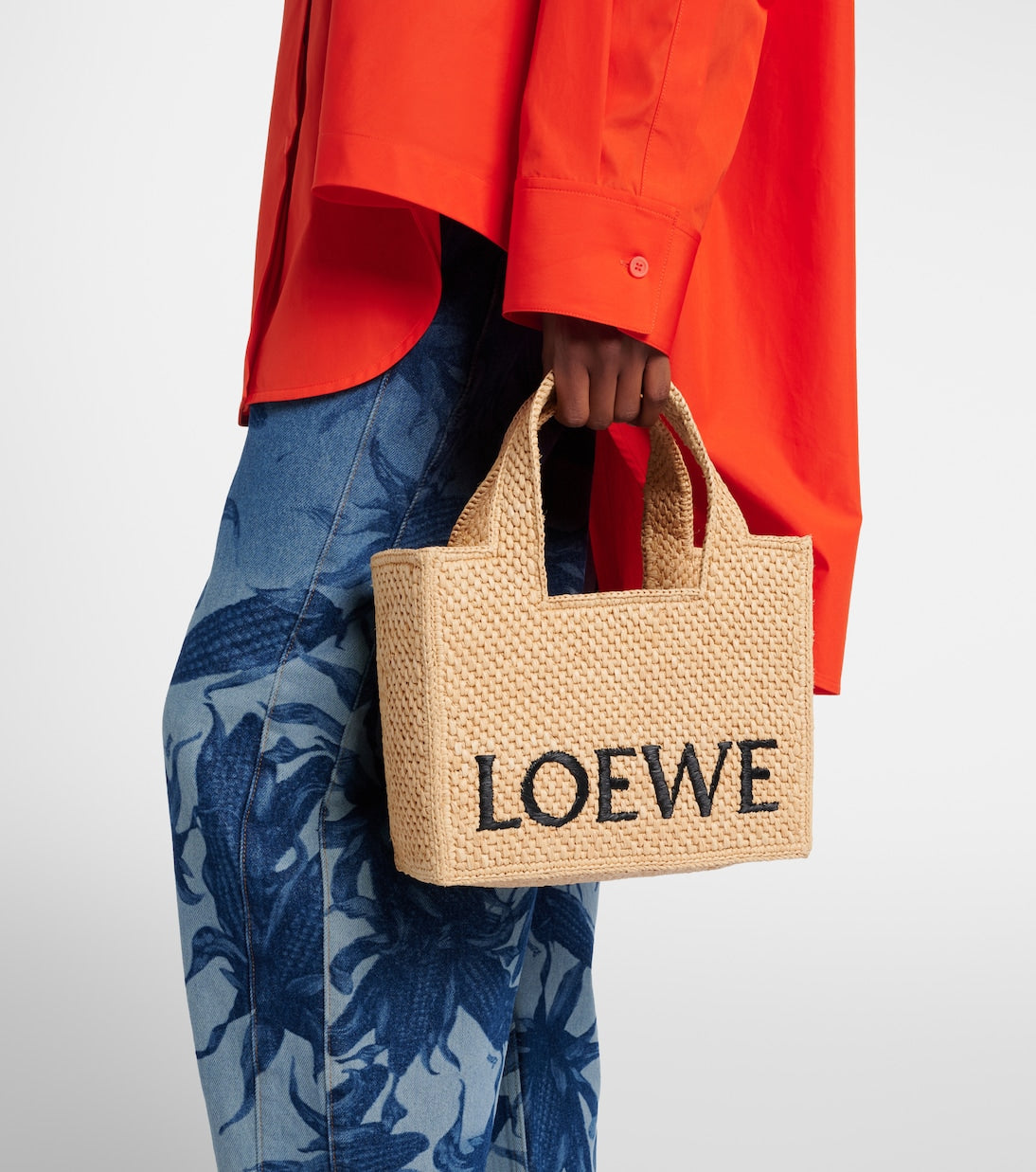 Loewe - Paula's Ibiza Small logo raffia top-handle bag