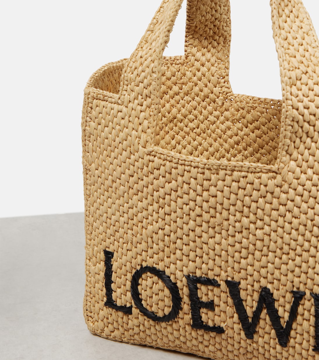Loewe - Paula's Ibiza Small logo raffia top-handle bag