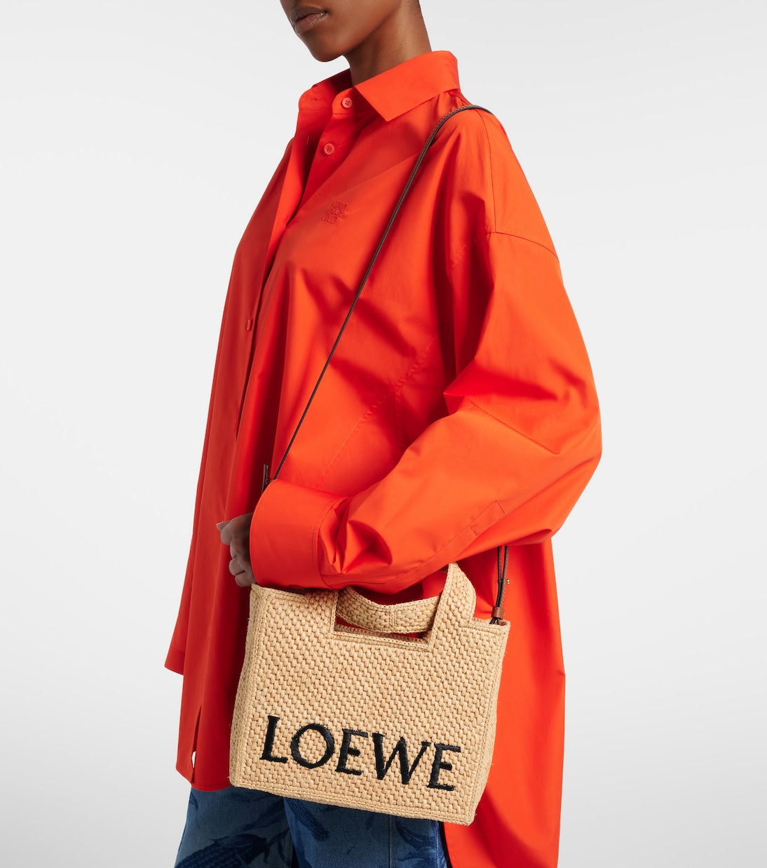 Loewe - Paula's Ibiza Small logo raffia top-handle bag