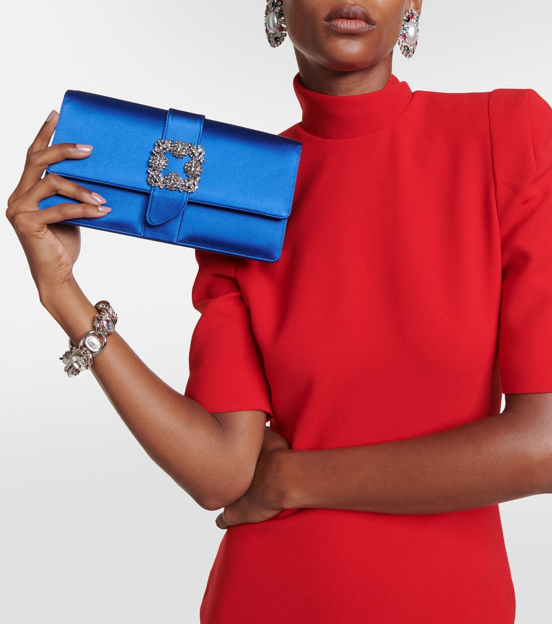 Manolo Blahnik - Capri embellished satin clutch