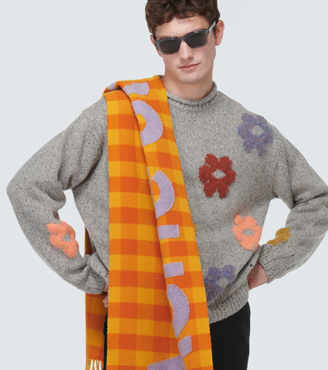 Acne Studios - Logo checked wool-blend scarf