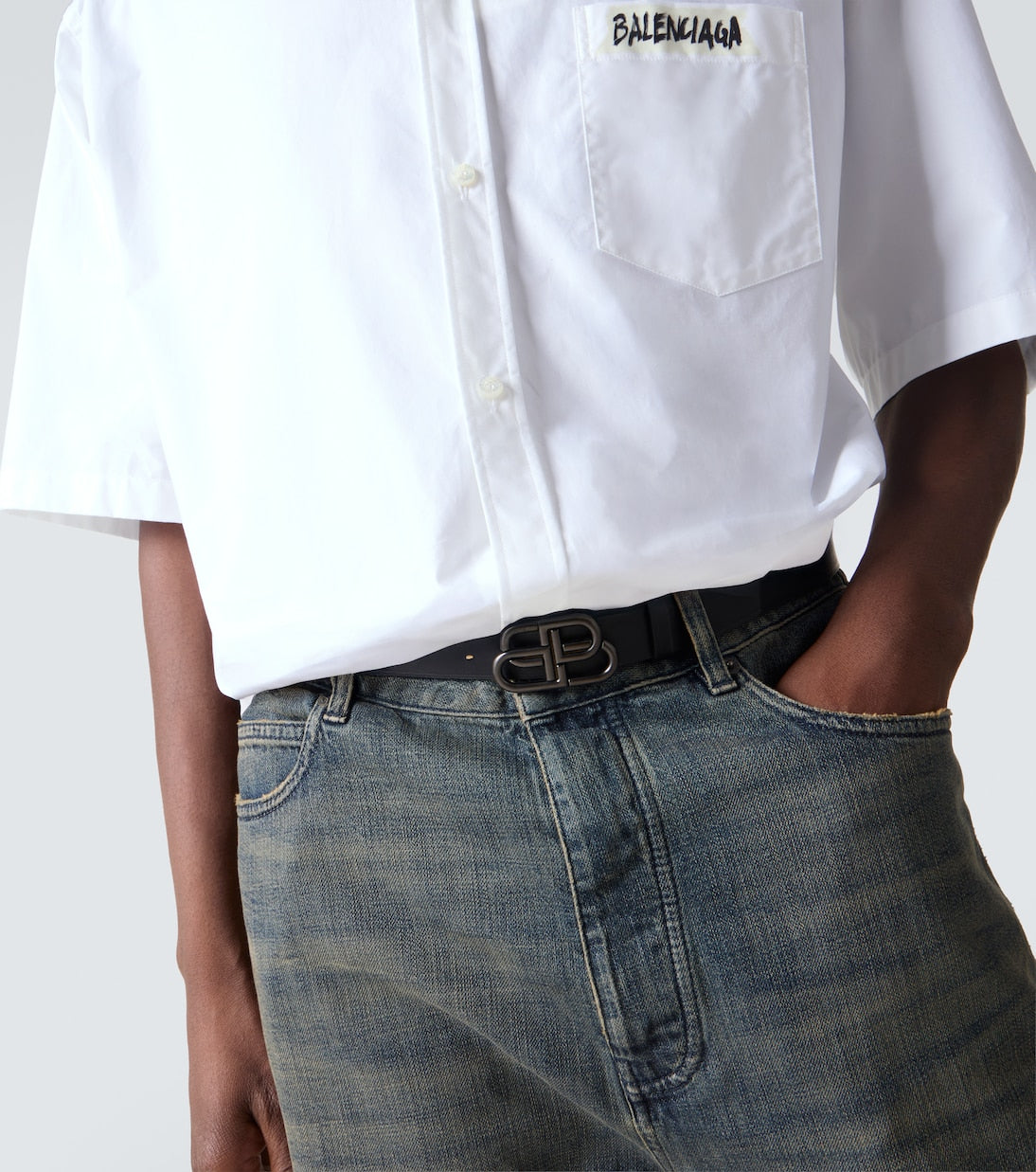 Balenciaga - BB leather belt