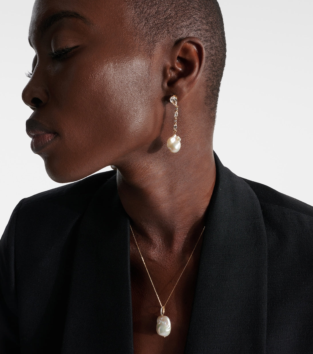 Mateo - 14kt gold earrings with pearls, diamonds, and topaz