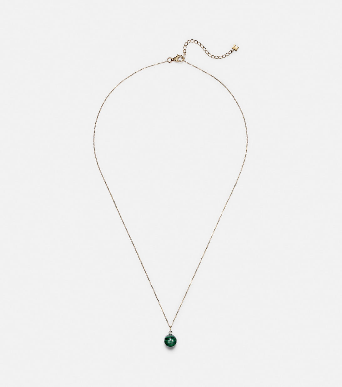 Mateo - 14kt gold dot necklace with malachite and diamond