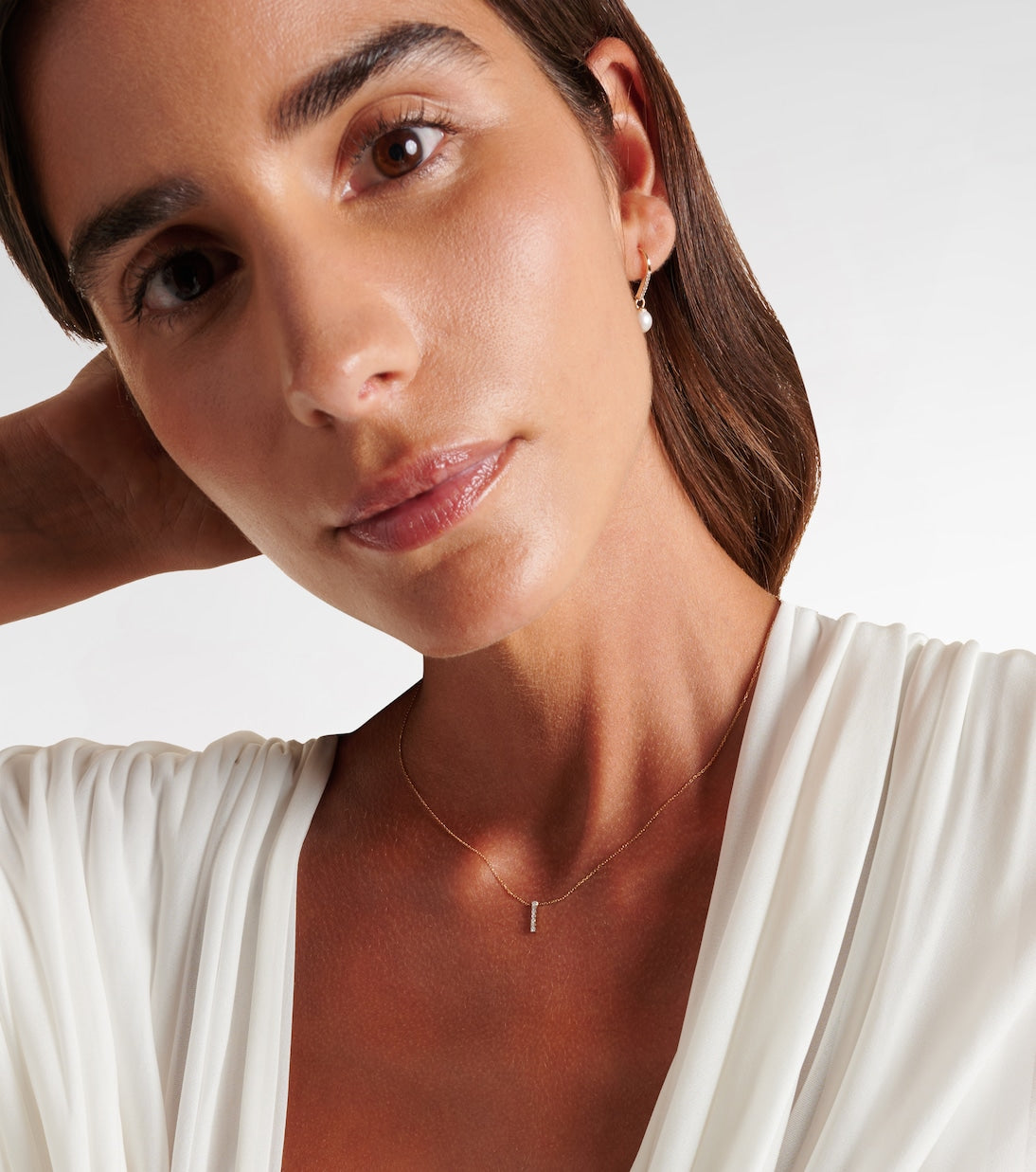 Mateo - 14kt gold La Barre necklace with diamonds