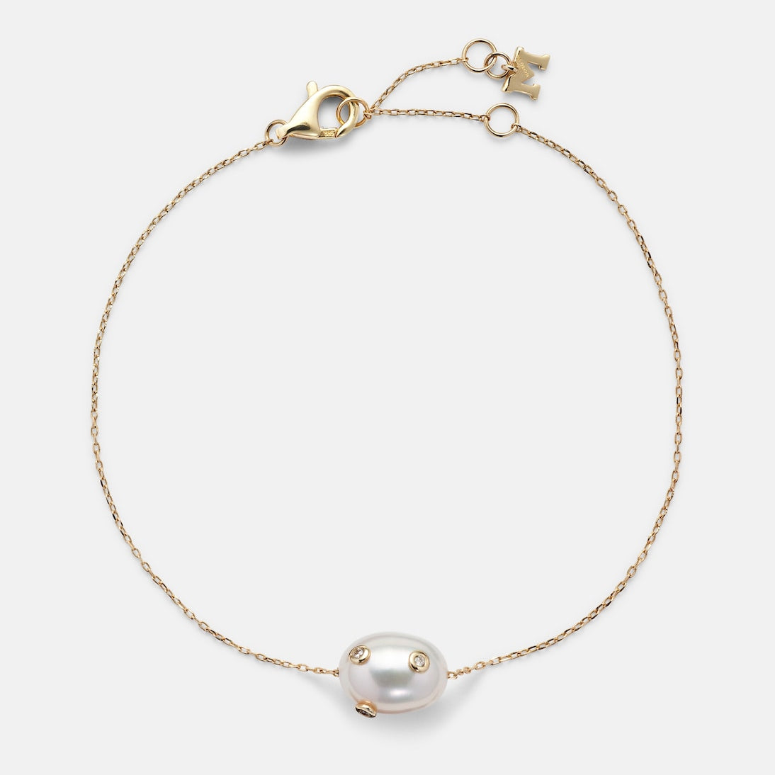 Mateo - 14kt gold bracelet with Baroque pearl and diamonds
