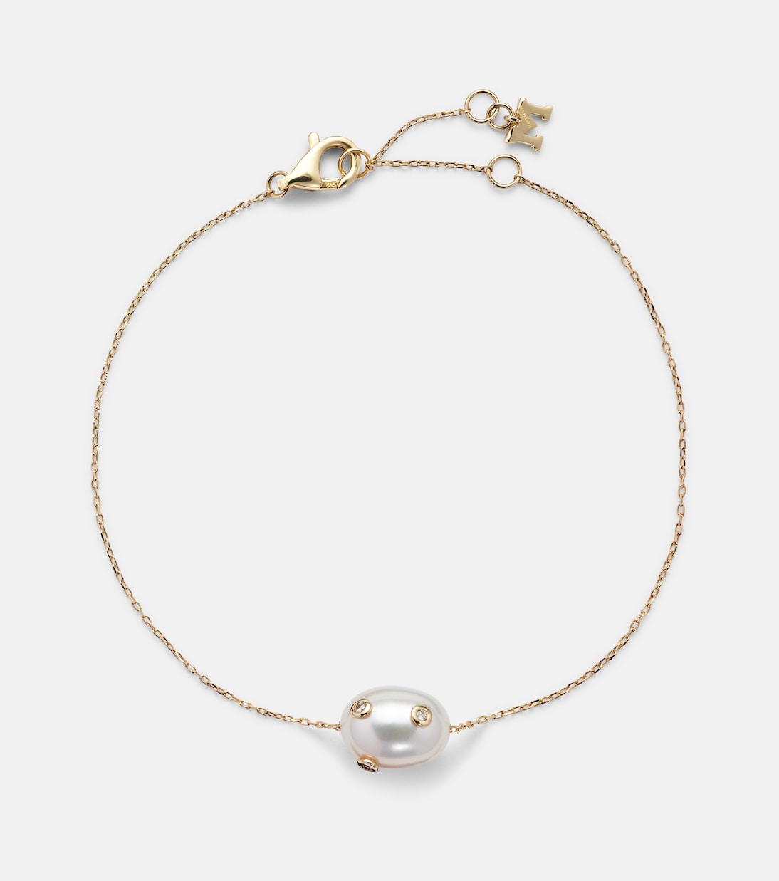 Mateo - 14kt gold bracelet with Baroque pearl and diamonds