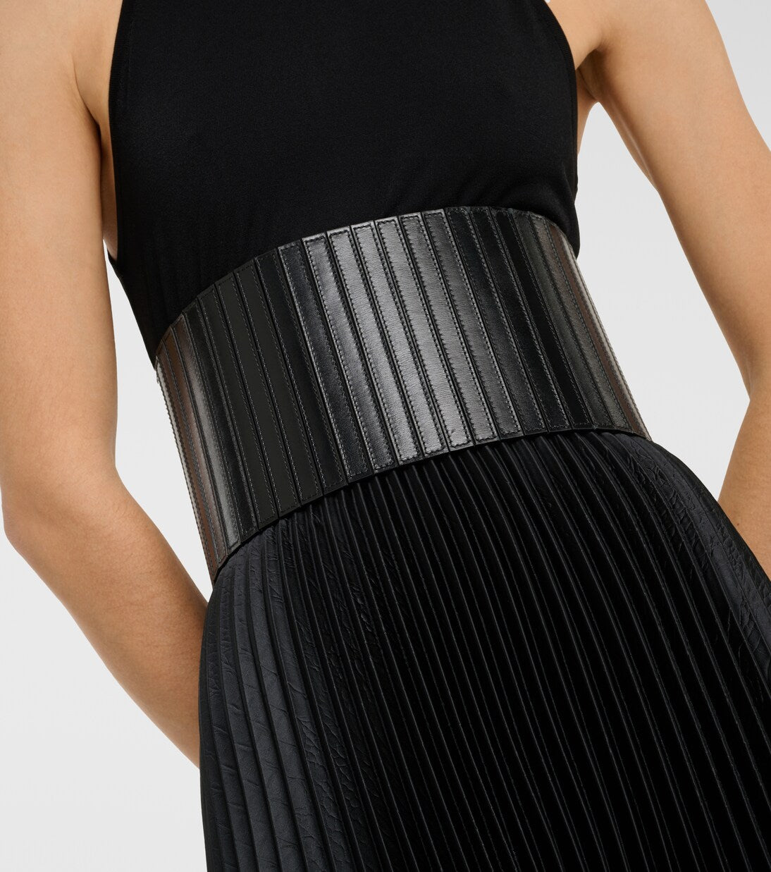 Alaïa - Striped corset leather belt