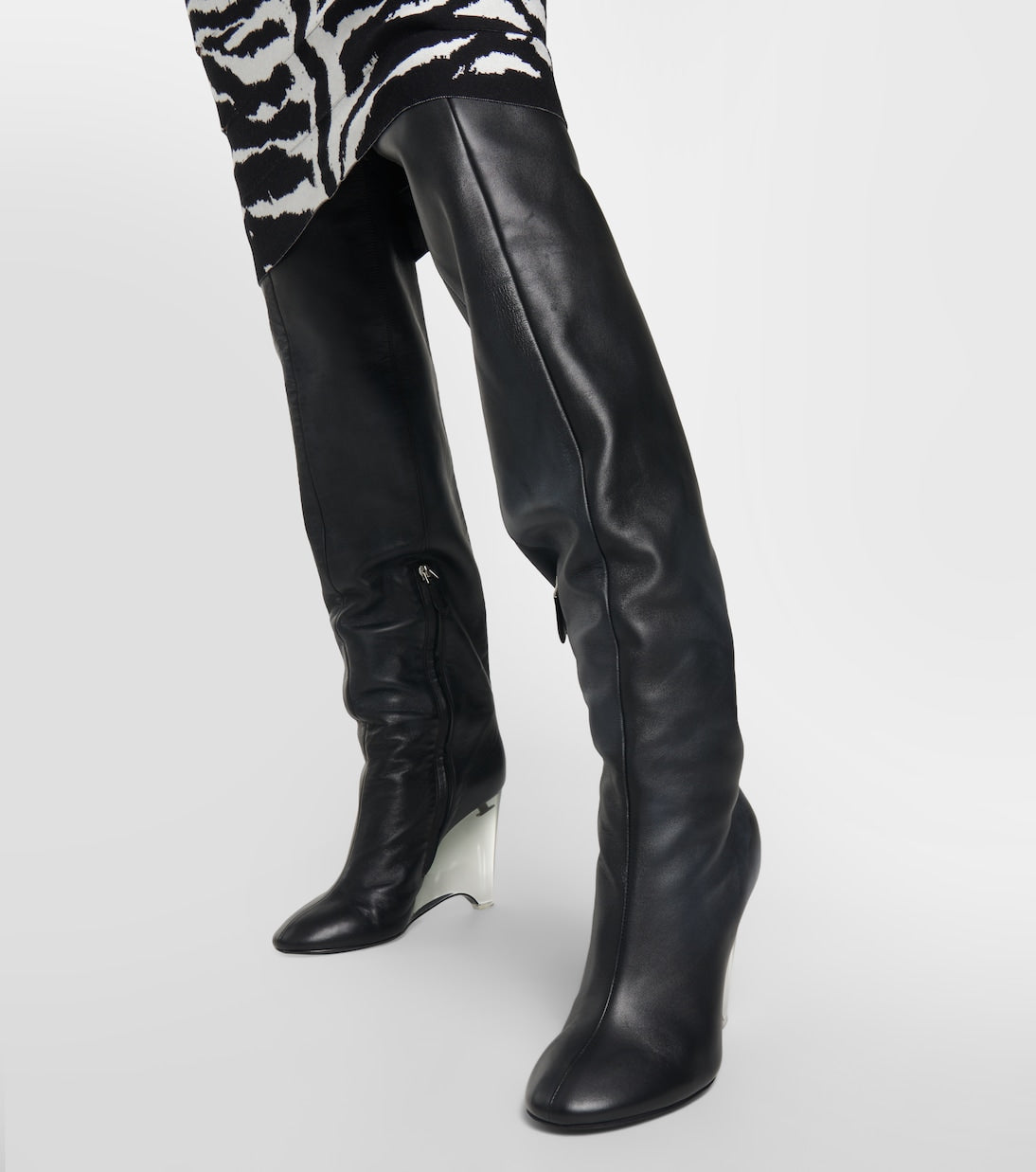 Alaïa - Leather knee-high boots