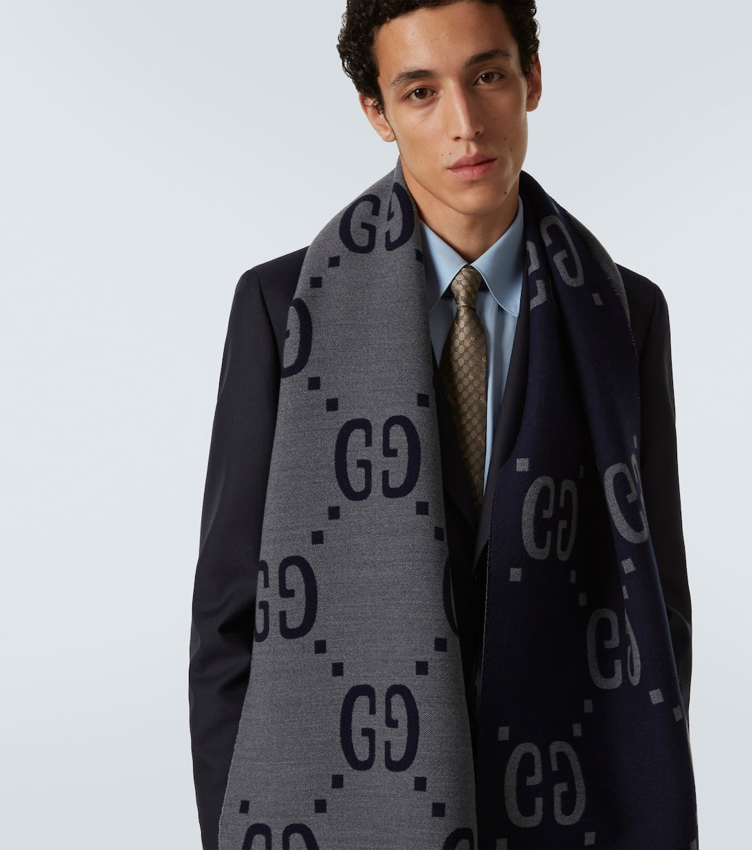 Gucci - GG jacquard wool-silk scarf