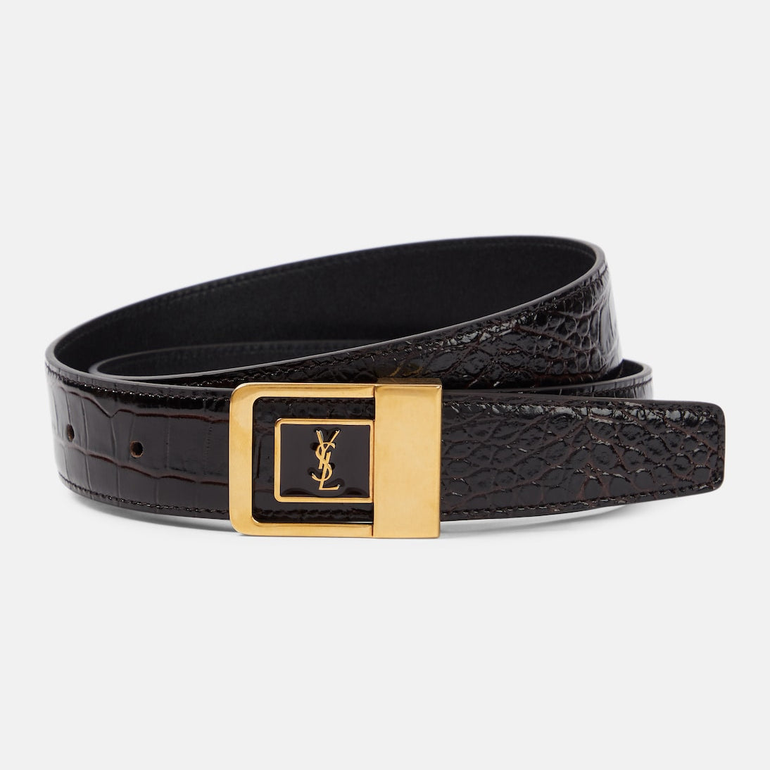 Saint Laurent - La 66 croc-effect leather belt