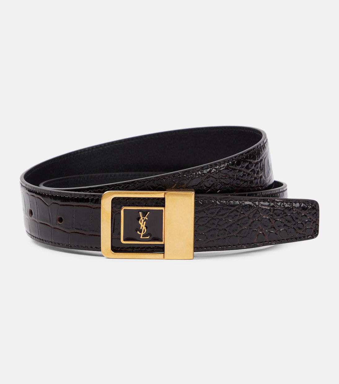 Saint Laurent - La 66 croc-effect leather belt