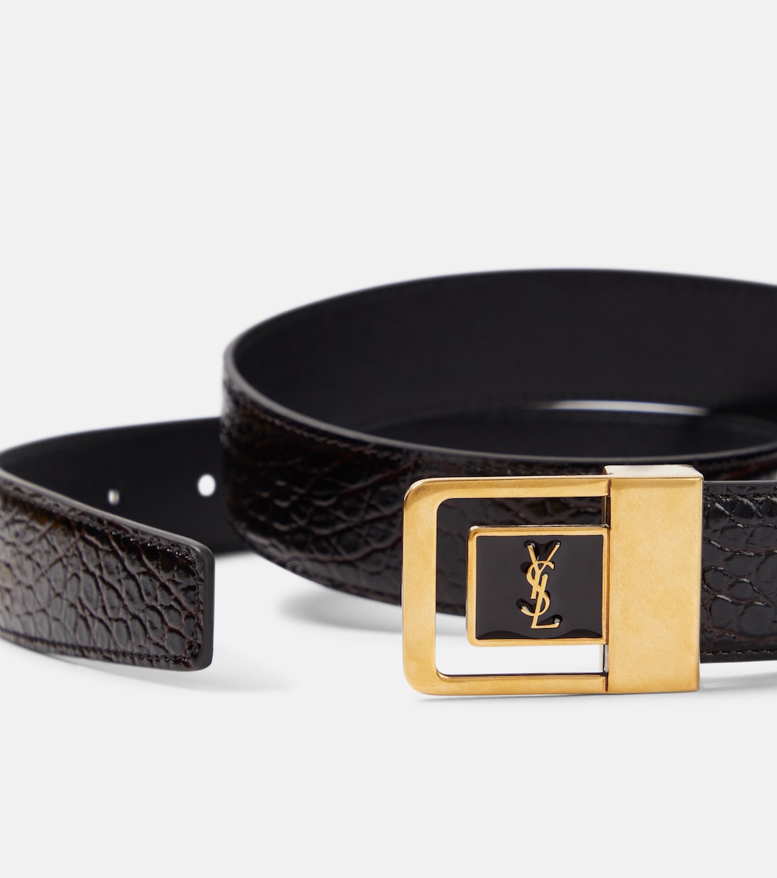Saint Laurent - La 66 croc-effect leather belt