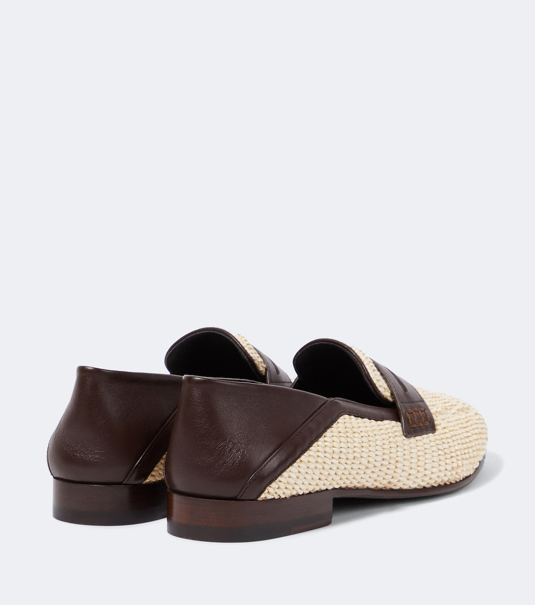 Manolo Blahnik - Padstow leather-trimmed raffia penny loafers